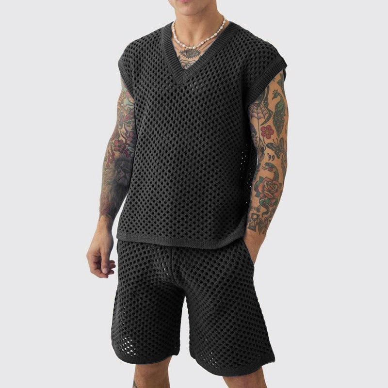 Herren Sport-Set Atmungsaktiv mit V-Ausschnitt und Shorts - BerlinGlamour