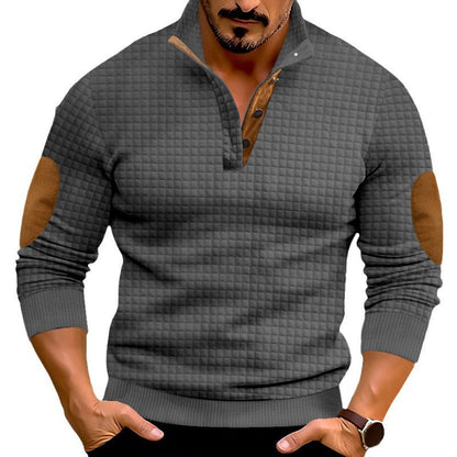 Herren Pullover Leder Akzent Modern Schwarz