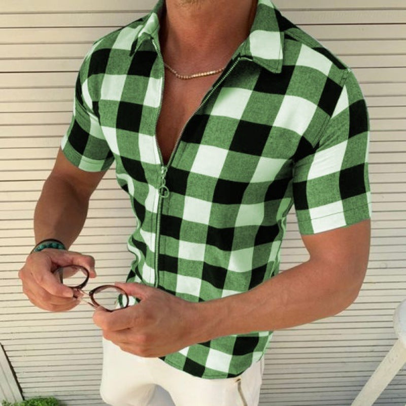 Herren Kurzarmhemd Karomuster Modern Lässig Berlin