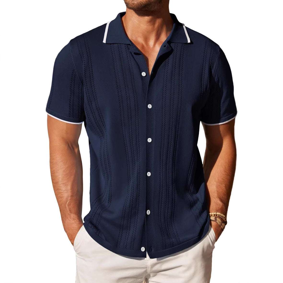 Herren Kurzarmhemd Elegantes Muster Berlin Style
