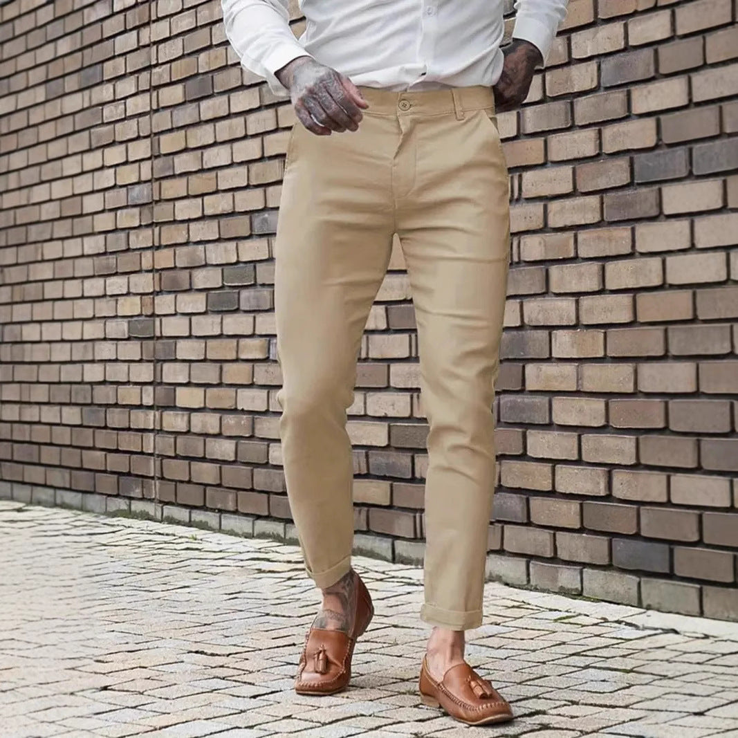 Herren Chinohose Slim Fit Elastisch Komfortbund