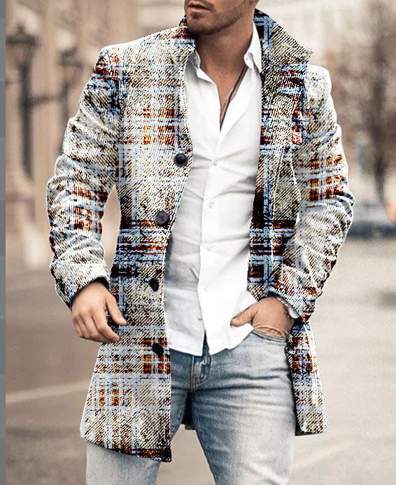 Herren Wollmantel Karo Modern Tailliert