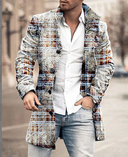 Herren Wollmantel Karo Modern Tailliert