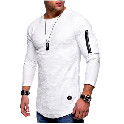 Herren Langarmshirt Modern mit Reißverschluss Armtasche