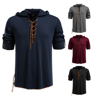 Herren Hoodie Lässig mit Schnürung Modern
