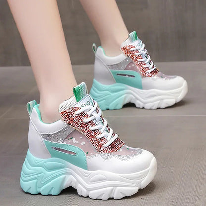 Damen Sneaker Sportlich Glitzerdetails Modisch Flexibel
