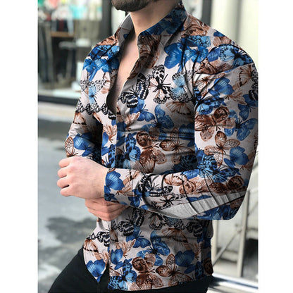 Herren Hemd Langarm Floralmuster Modern Berlin Style
