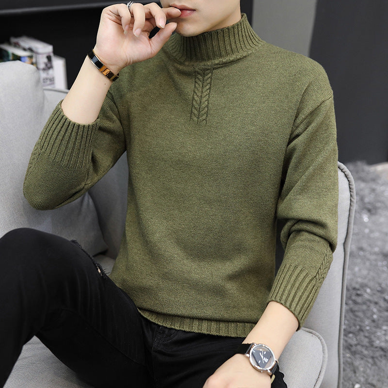 Herren Strickpullover Hochkragen Rippstrick Modern