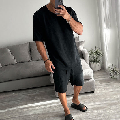 Herren Sportset Kurzarm T-Shirt und Shorts Atmungsaktiv