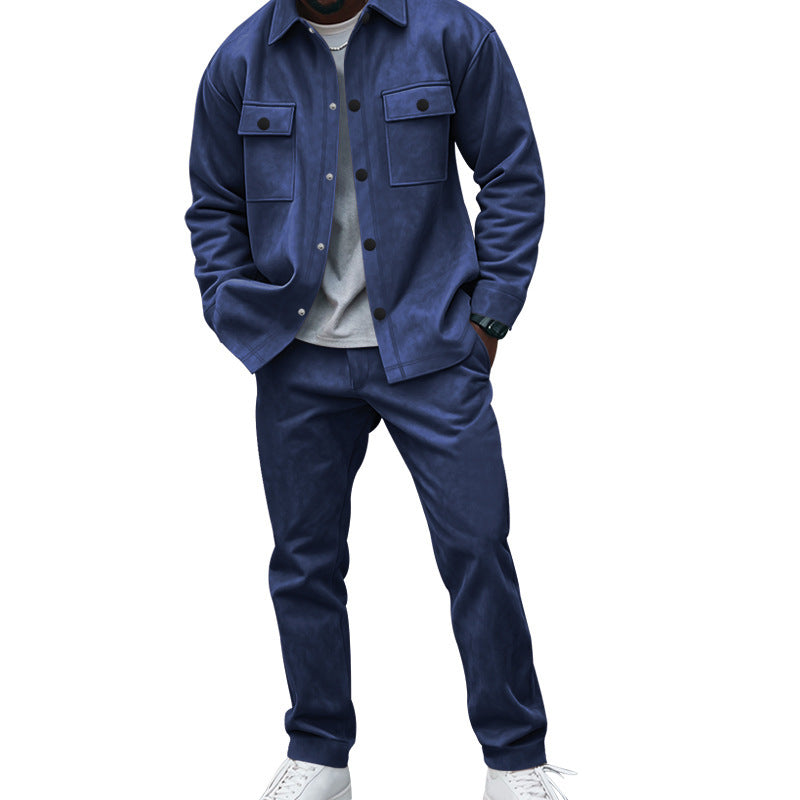 Herren Hemd-Hose-Set Weich Komfortabel Mit Taschen