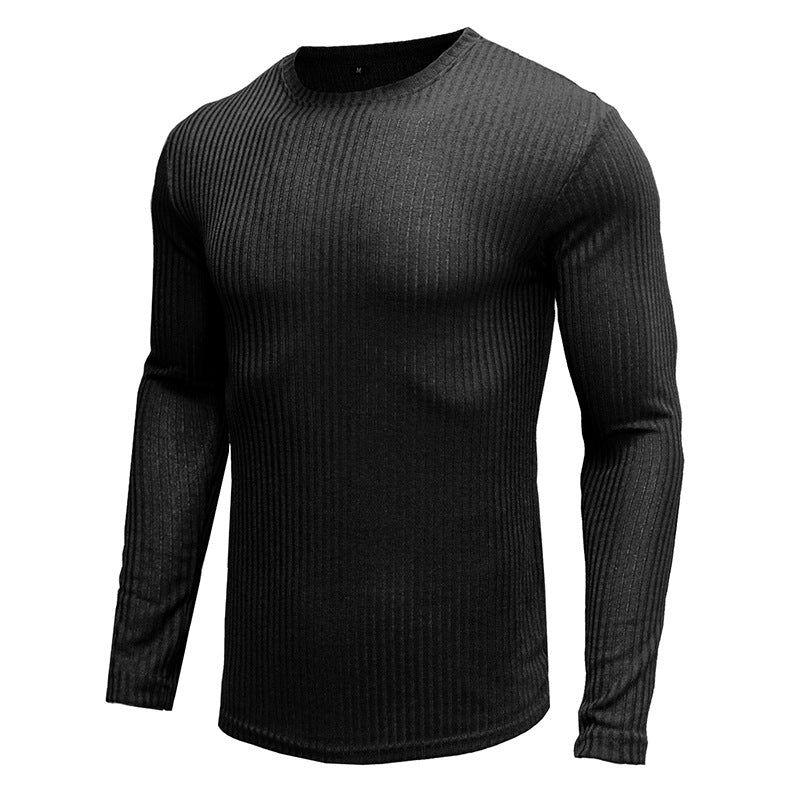 Herren Longsleeve Elastisch Ripp-Oberteil Modern