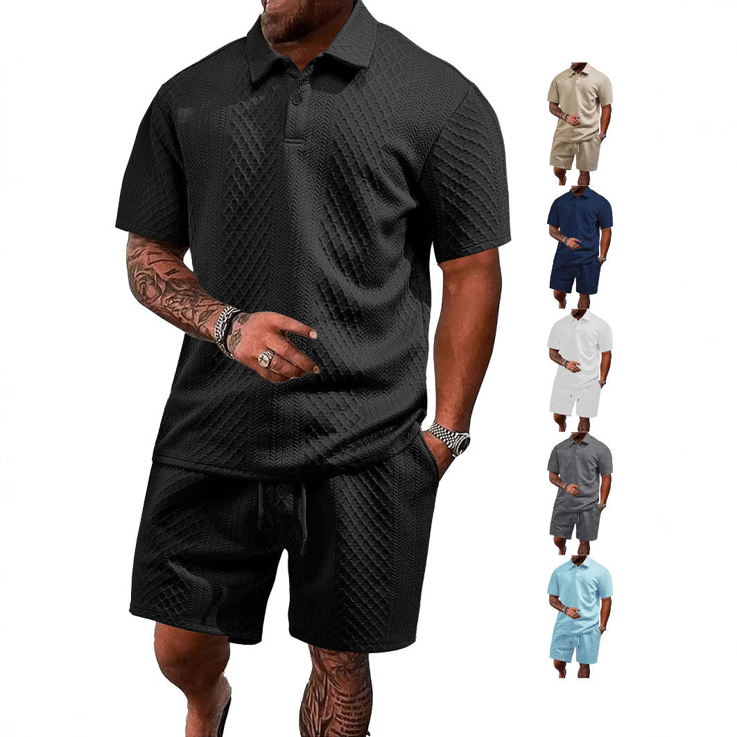 Herren Outfit 2-teilig Mit Taschen Strukturiert Modern