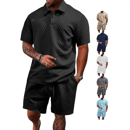 Herren Outfit 2-teilig Mit Taschen Strukturiert Modern