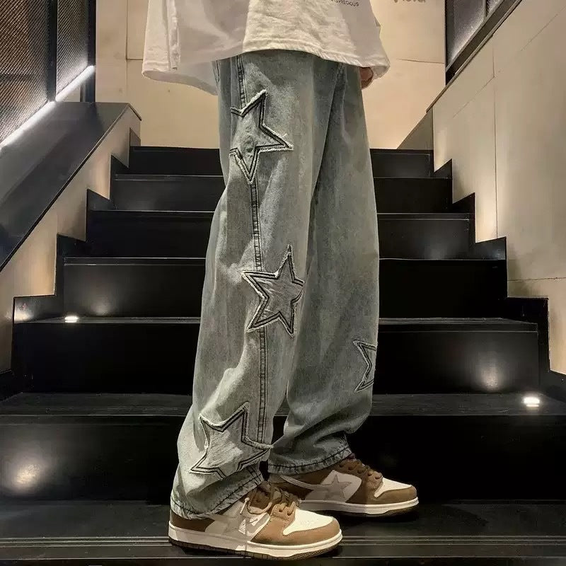 Herren Jeans Lässig Mit Sternen Stickerei Style - BerlinGlamour
