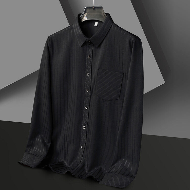 Herren Hemd Langarm Elegant Streifen Design