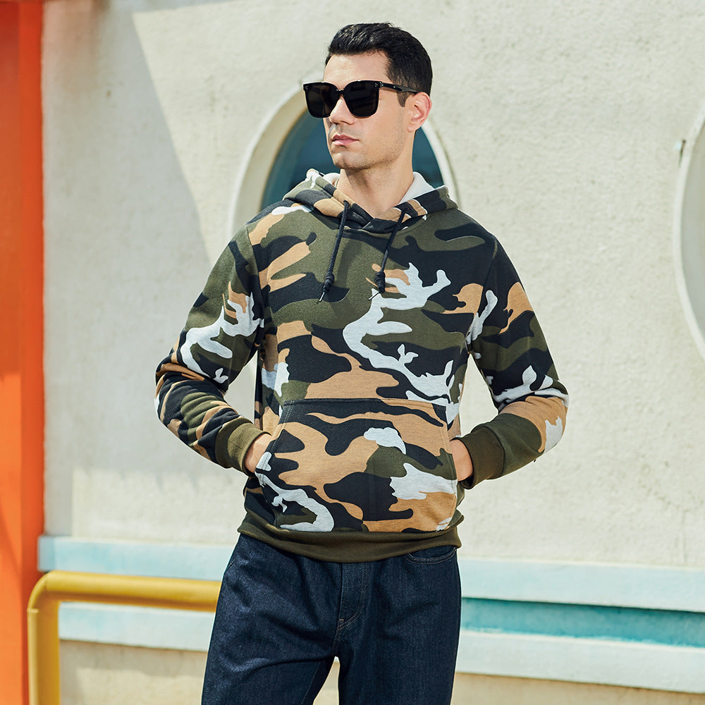 Herren Kapuzenpullover Camouflage Warm Kuschelig