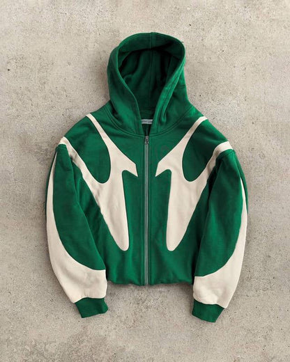 Kapuzenpullover Modern Reißverschluss Kontrast Design