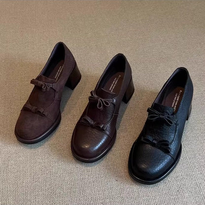 Damen Schnürschuhe Elegante Schleifen Komfort Blockabsatz