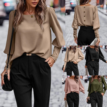 Elegantes Damen Oberteil Puffärmel Weich - BerlinGlamour