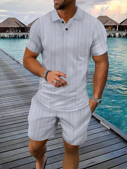 Herren Polo Shorts Set Modern Strick Sommer