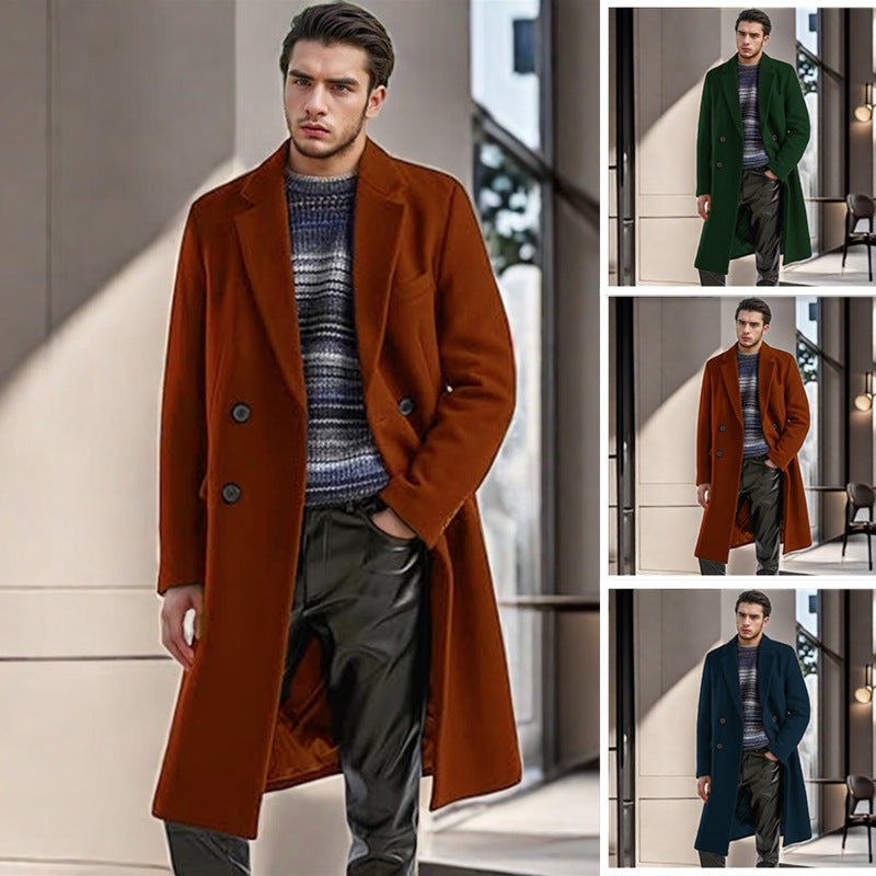 Herren Mantel Doppelreihig Eleganter Wollmantel Schwarz - BerlinGlamour