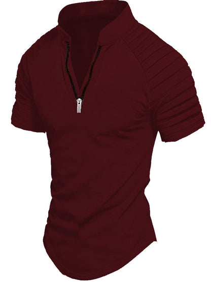 Herren Sportshirt Kurzarm Zip Modern