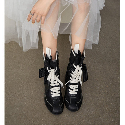 Damen Stiefel Bequem Schnürstiefel Mode