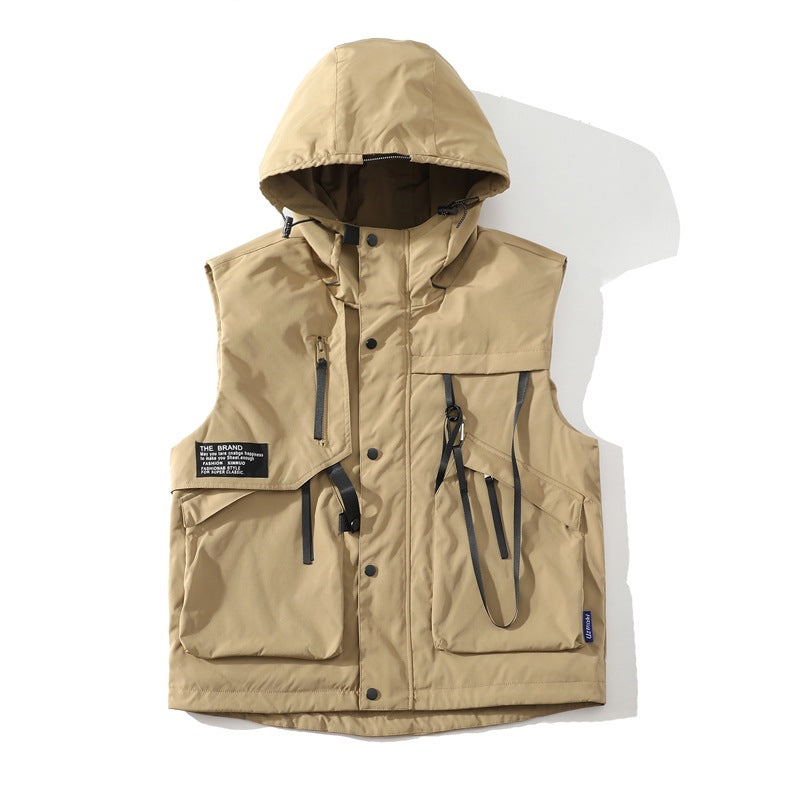 Herren Outdoor-Weste Wasserdicht mit Kapuze und Taschen