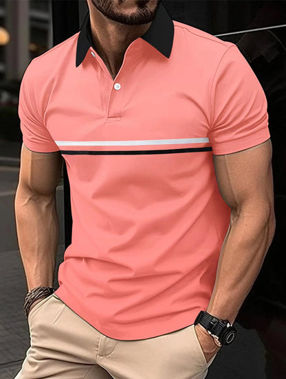 Herren Polohemd Sportlich Streifen Modisch
