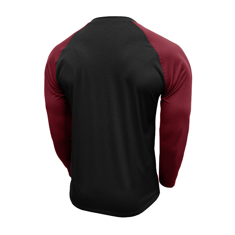 Herren Langarm-Shirt Modern mit Kontrastärmeln und Knöpfen