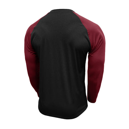 Herren Langarm-Shirt Modern mit Kontrastärmeln und Knöpfen
