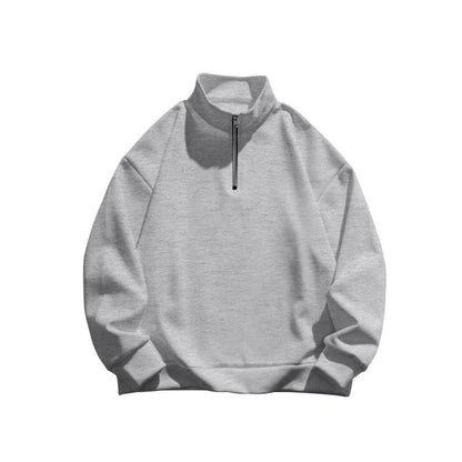 Herren Fleece Pullover Stehkragen Reißverschluss Modern
