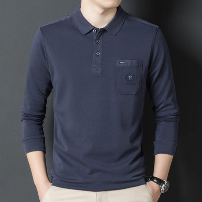 Herren Poloshirt Langarm Elegant mit Brusttasche - BerlinGlamour