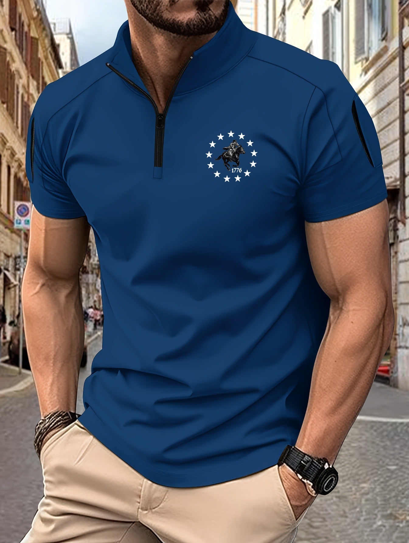Herren Funktionsshirt Kurzarm mit Reißverschluss Modern