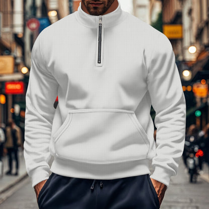 Herren Fleece-Pullover Reißverschluss Taschen Modern