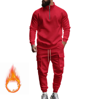 Herren Sportanzug Sweat mit Taschen Hochkragen Modern