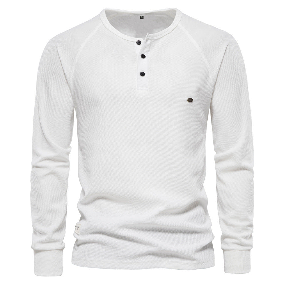 Herren Langarmshirt Modern mit Knopfleiste und Struktur Oberfläche