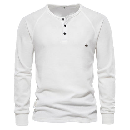 Herren Langarmshirt Modern mit Knopfleiste und Struktur Oberfläche