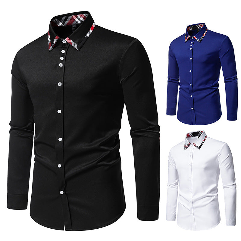 Herren Hemd Modern Slim Fit Kontrastkragen - BerlinGlamour