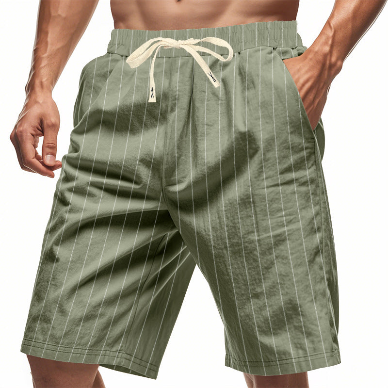 Herren Shorts mit Streifenmuster Elastisch Kordelzug Sommer