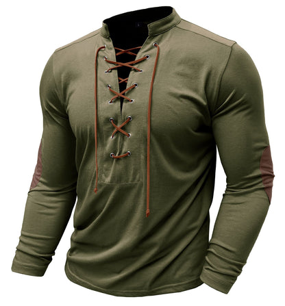 Herren Langarmshirt Modern Schnürdesign Slim Fit
