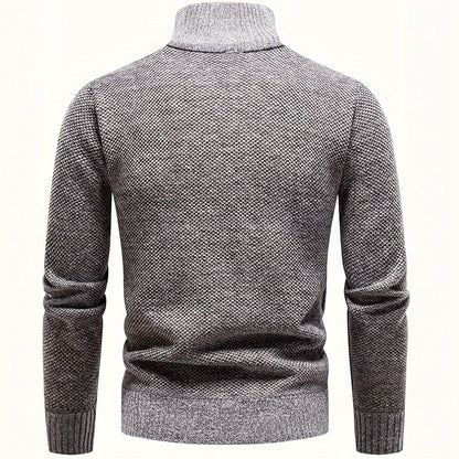 Herren Fleece Pullover Hochkragen Strukturiert