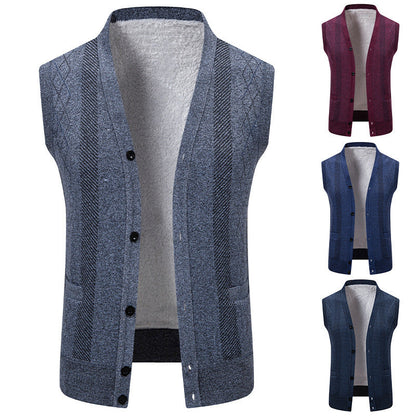 Herren Strickjacke Klassisch V-Ausschnitt Zopfmuster - BerlinGlamour