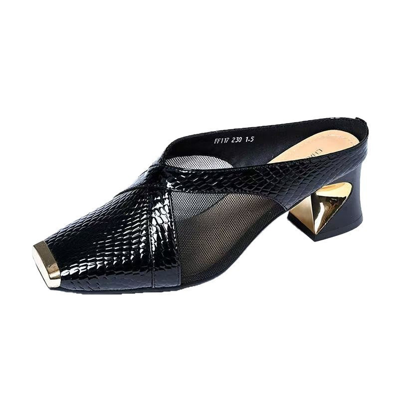 Damen Sling Pumps Mesh Offen Glänzend Schmückend - BerlinGlamour