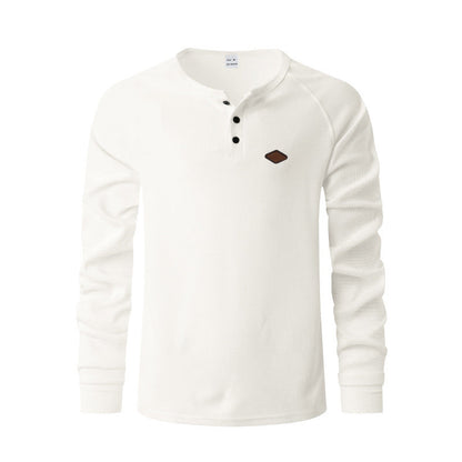 Herren Langarmshirt Modern mit Knöpfen und Struktur Optik