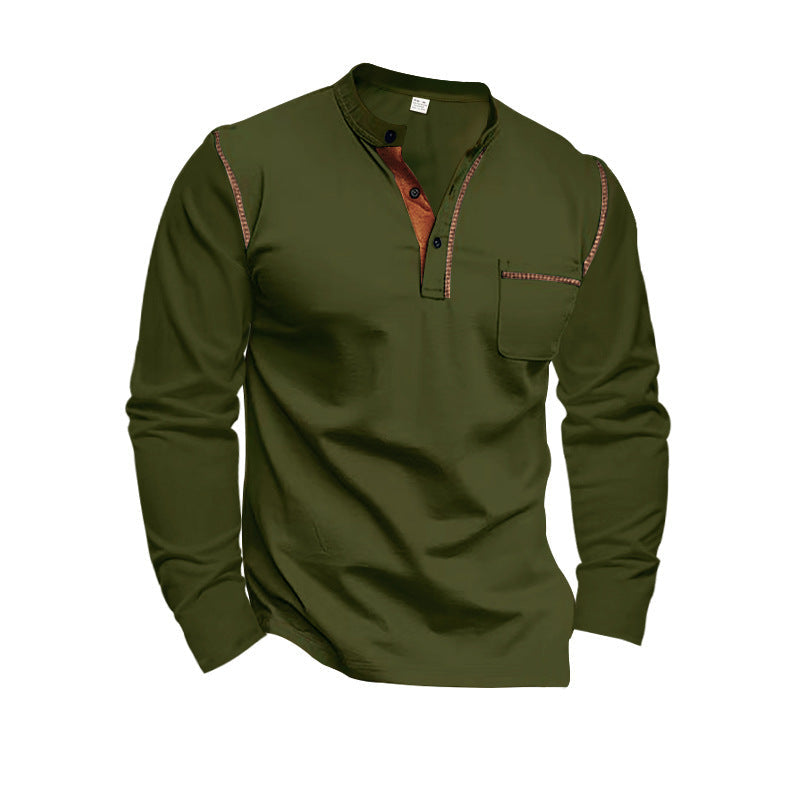 Herren Langarmshirt Elegantes Kontrastdesign Modern