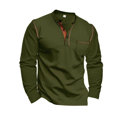 Herren Langarmshirt Elegantes Kontrastdesign Modern