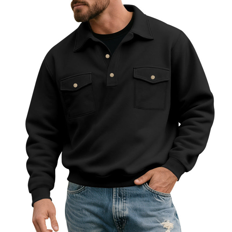 Herren Pullover Lässig Mit Pattentaschen Groß