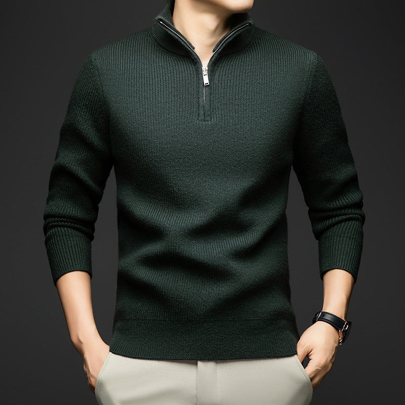 Herren Pullover Weich Wolle Eleganter Zip
