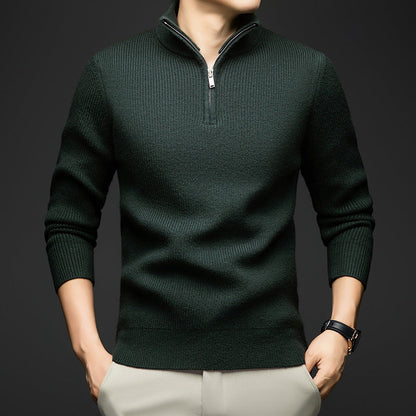 Herren Pullover Weich Wolle Eleganter Zip